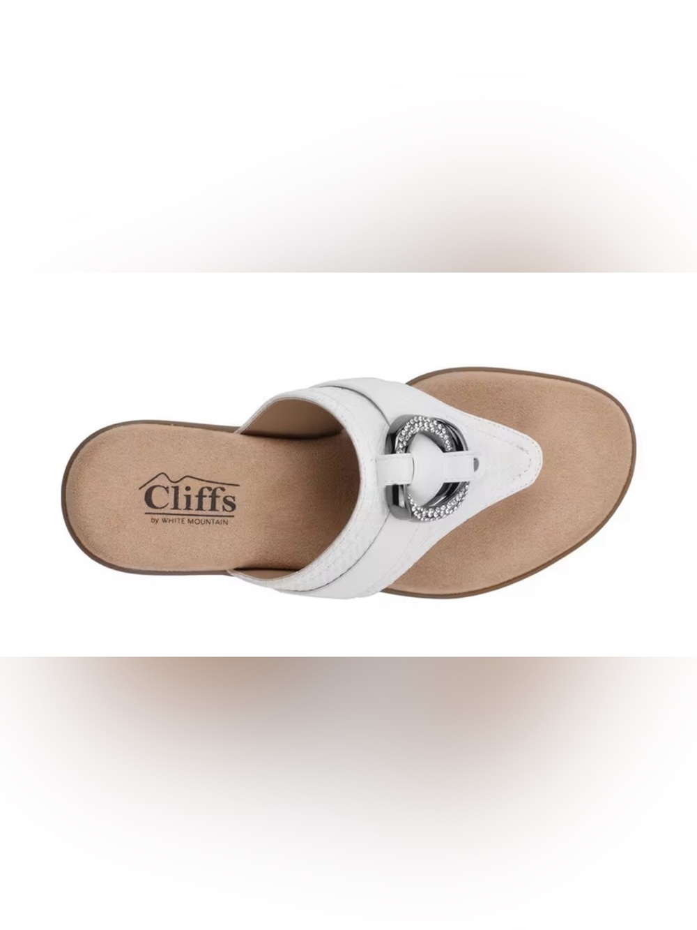 Cliffs by WHITE MOUNTAIN White Thong Sandal with Decorative Silver Ring - Picture 4 of 8